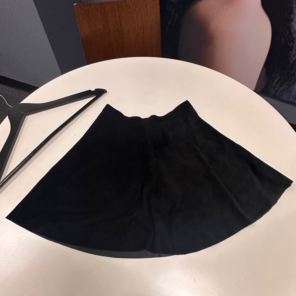 American Apparel black suede leather skater skirt